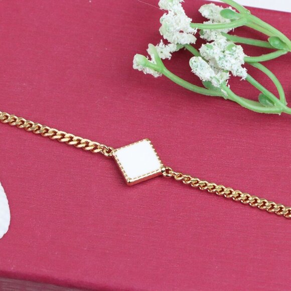 "Elegant Rose Gold Bracelet with White Enamel Accent, XPBL1132 - Picture 1 of 12